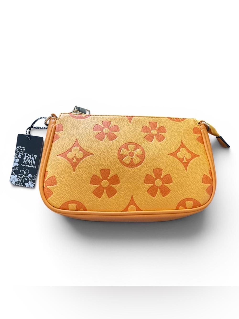 FANTASTIC BOHO ORANGE FLORAL MINIMALIST CROSSBODY BAG - Picture 2 of 4